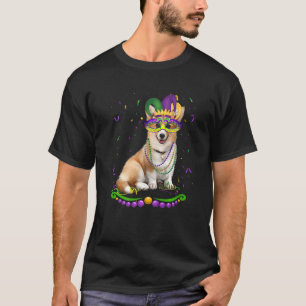 Cute Corgi Wearing Carnival Mask Mardi Gras Dogs T-Shirt