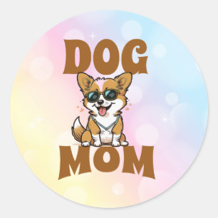 Cute Corgi Wearing Sunglasses Dog Mum Classic Round Sticker