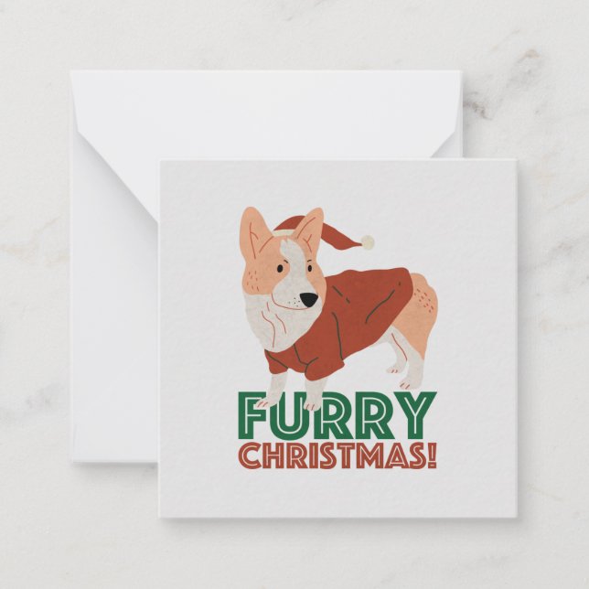 Cute Corgi with Christmas Pun: Furry Christmas Card (Front)