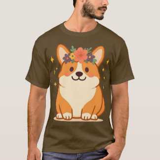 Cute Corgi with Flower Crown T-Shirt