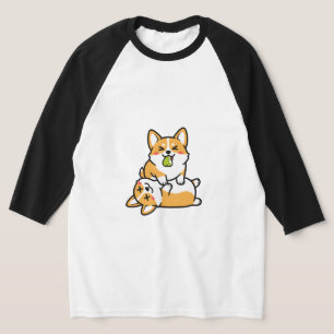 Cute Corgi with Pear on Tired Corgi Funny Dog Art T-Shirt