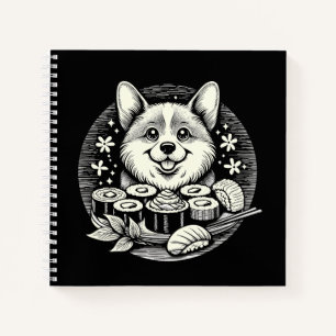 Cute Corgi with Sushi Kawaii Animals Notebook