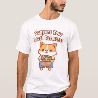 Cute Corgi With Vegetables Support Your Local Farm T-Shirt