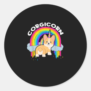Cute Corgicorn _ Unicorn Rainbow _ Corgi Owner T-S Classic Round Sticker