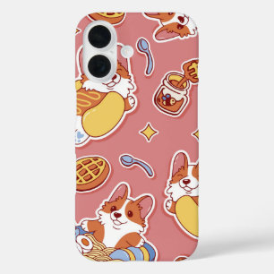 Cute Corgis & Comfort Food Kawaii Dog iPhone 16 Case