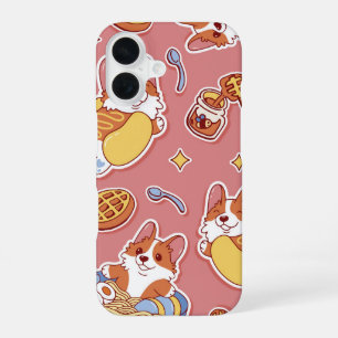 Cute Corgis & Comfort Food Kawaii Dog iPhone 16 Case