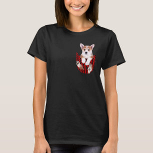 Cute Corgis Dog In Chest Pocket Vintage Family T-Shirt