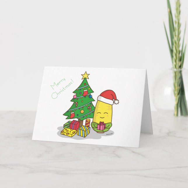 Cute Corn Christmas Tree Decorations Holiday Card (Front)