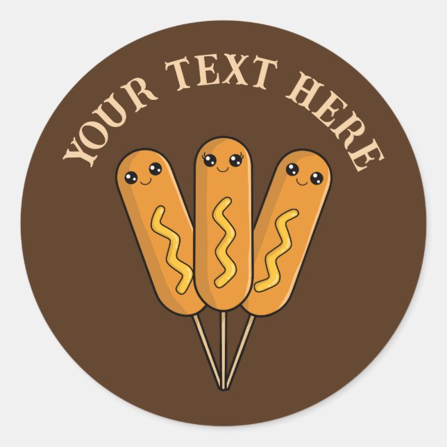 cute corn dog vendors add text classic round sticker (Front)
