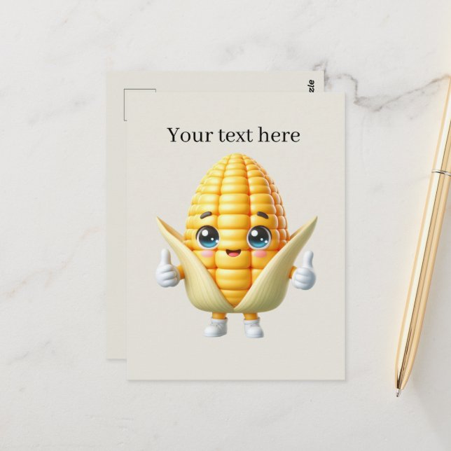 Cute corn lovers add text  postcard (Front/Back In Situ)