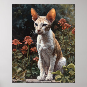 Cute Cornish Rex Cat Art Print Poster