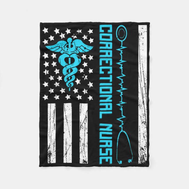 Cute Correctional Nurse Us Flag Nursing Healthcare Fleece Blanket (Front)