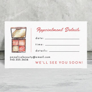 Cute Cosmetics Make Up Artist Appointment Card