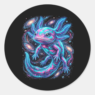 Cute Cosmic Axolotl Galaxy Space Night Sky Art Classic Round Sticker