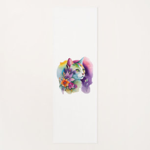 Cute cosmic bohemian cat yoga mat