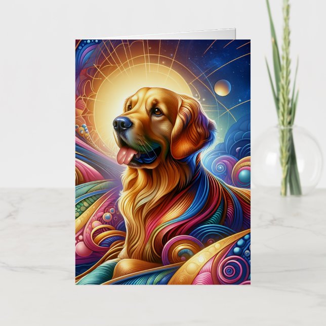 Cute Cosmic Happy funny dog shopping tote bags Foil Greeting Card (Front)