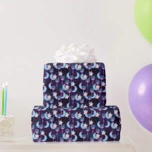 Cute Cosmic Moon & Stars Balloon Pattern Wrapping Paper