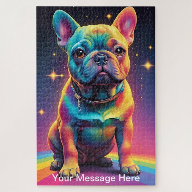 Cute Cosmic Puppy Dog Vibrant Surreal Rainbow Art  Jigsaw Puzzle (Vertical)