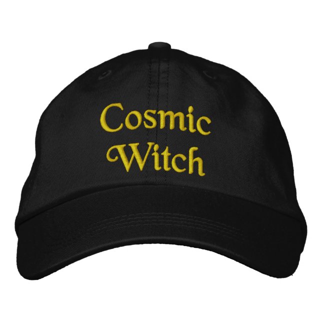 Cute Cosmic Witchcraft Quote Orange Black Embroidered Hat (Front)