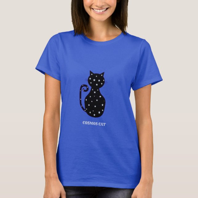 Cute Cosmos Black Cat T-Shirt (Front)