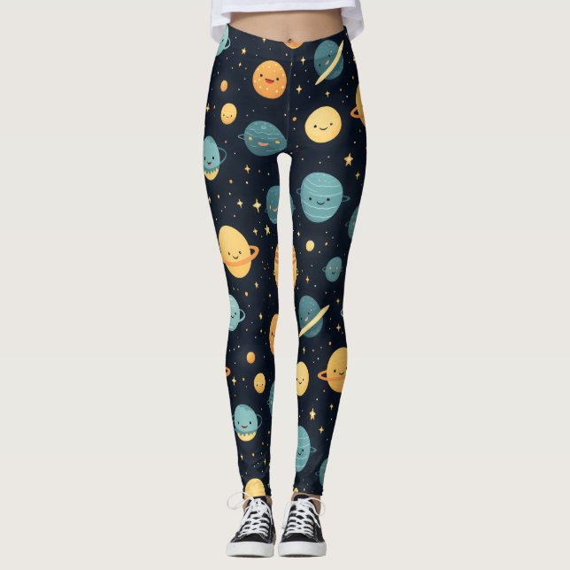 Cute Cosmos Pattern Leggings (Front)