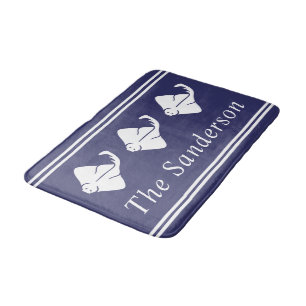 Cute Costal Nautical Stingray Manta ray Bath Mat