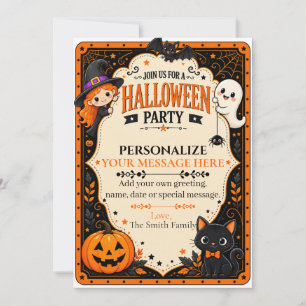 Cute Costume Halloween Invitation