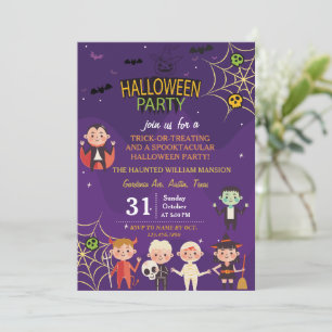 Cute Costume Halloween Party For Kids Invitation
