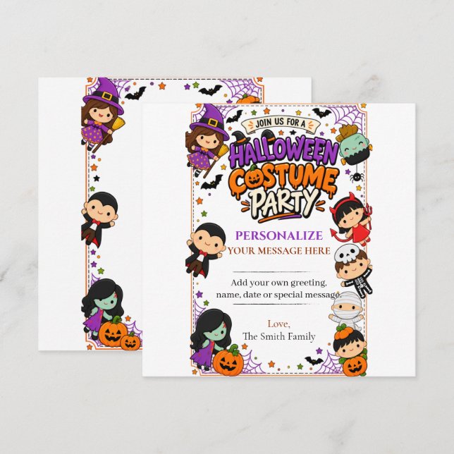 Cute Costume Halloween Party Invitation (Front/Back)