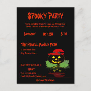 Cute Costume Halloween Party Invitation Postcard