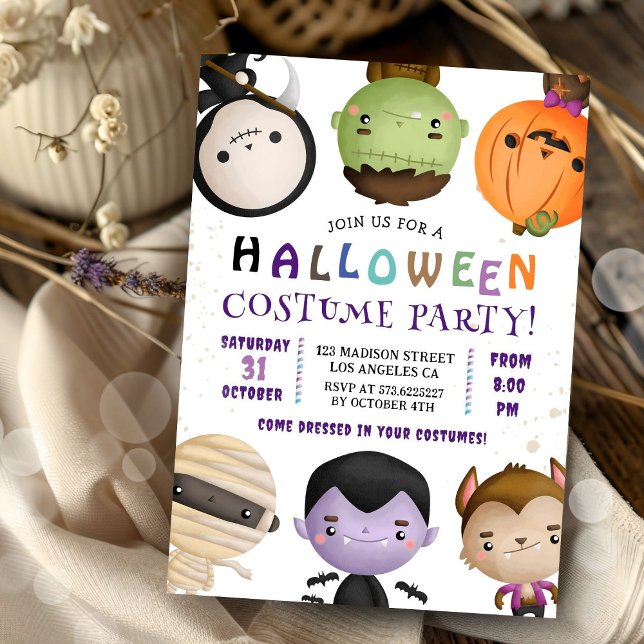 Cute Costume Kids Halloween Party Invitation  (Creator Uploaded)