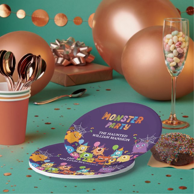 Cute Costume Monster Halloween Party For Kids Paper Plate (Multi)