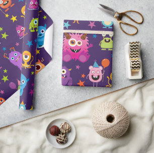 Cute Costume Monster Halloween Party For Kids Wrapping Paper