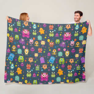 Cute Costume Monster Halloween Party Pattern Fleece Blanket