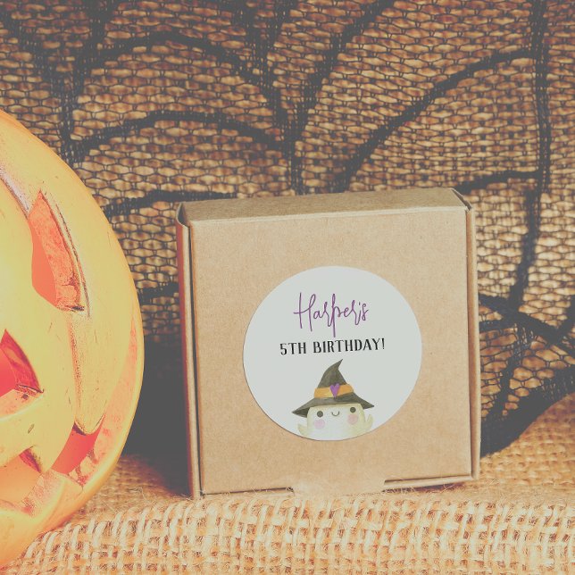 Cute Costume Party Halloween Birthday Party Favour Classic Round Sticker (Creator Uploaded)