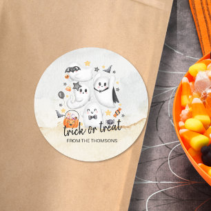 Cute Costume Spooky Ghost Pumpkin Halloween Classic Round Sticker