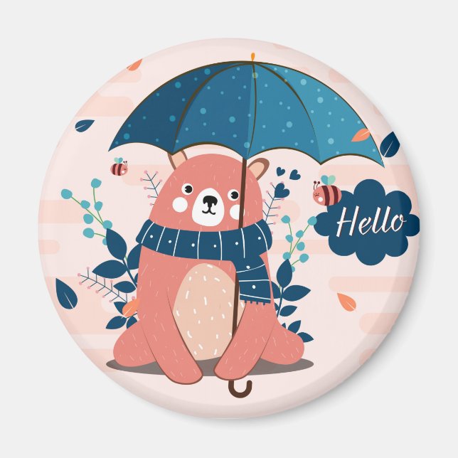 Cute Cosy Bear Magnet (Front)