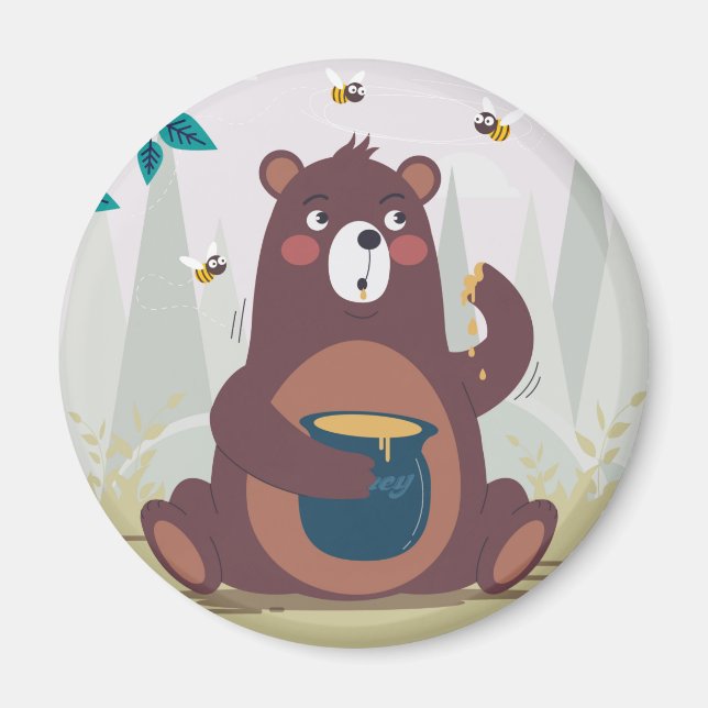 Cute Cosy Bear Magnet (Front)