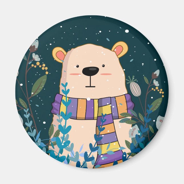 Cute Cosy Bear Magnet (Front)