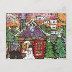 Cute Cosy Cabin In The Woods New Home Announcement Postcard