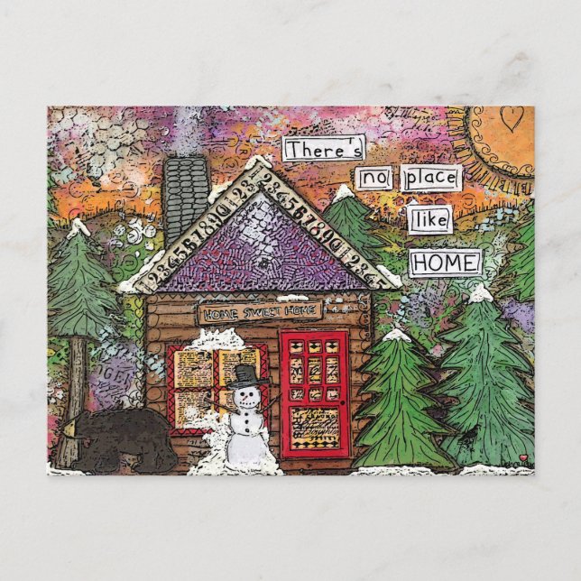 Cute Cosy Cabin In The Woods New Home Announcement Postcard (Front)