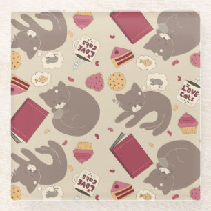 Cute Cosy Cat Lovers Collage Glass Coaster