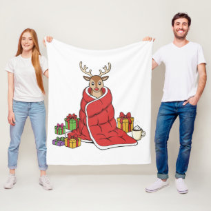 Cute Cosy Christmas Reindeer in Blanket Funny