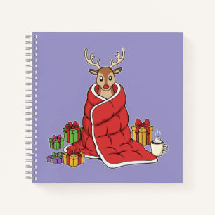 Cute Cosy Christmas Reindeer in Blanket Funny  Notebook