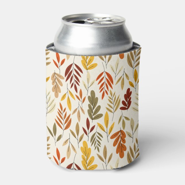 Cute Cosy Fall Leaves Pattern Can Cooler (Can Front)