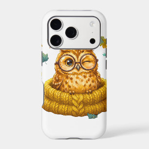 Cute Cosy Fall Owl Yellow Sweater Autumn Leaves Ki
