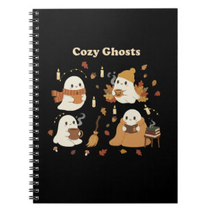 Cute Cosy Ghosts Autumn Fall Halloween Kawaii Spoo Notebook