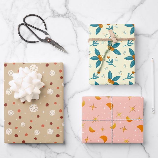 Cute & Cosy Gift Wrapping Paper - Designs Set 4 (Front)