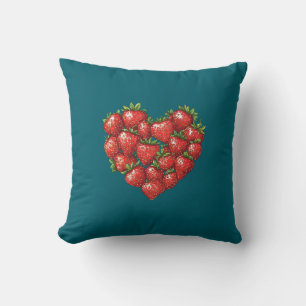 Cute Cosy Modern Romantic Chic Strawberry Heart Cushion