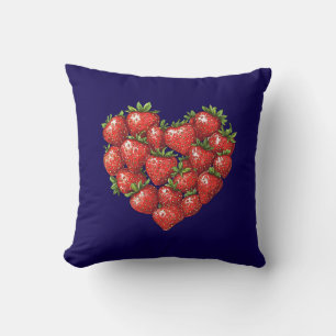 Cute Cosy Modern Romantic Chic Strawberry Heart Cushion